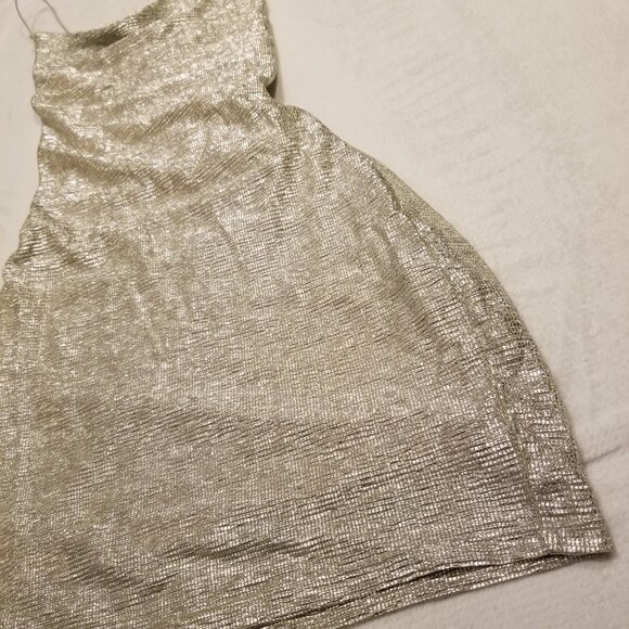 Silver Cowl Neck Mini Dress Glittery/Sparkly/Metallic Strappy Small US 6 H&M - Picture 3 of 12